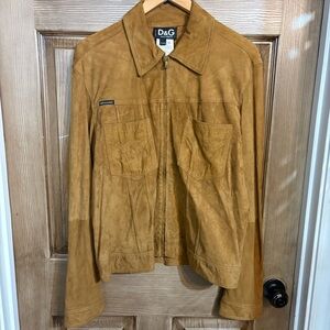 Dolce Gabbana brown tan suede leather jacket women’s XL 2000s vintage
